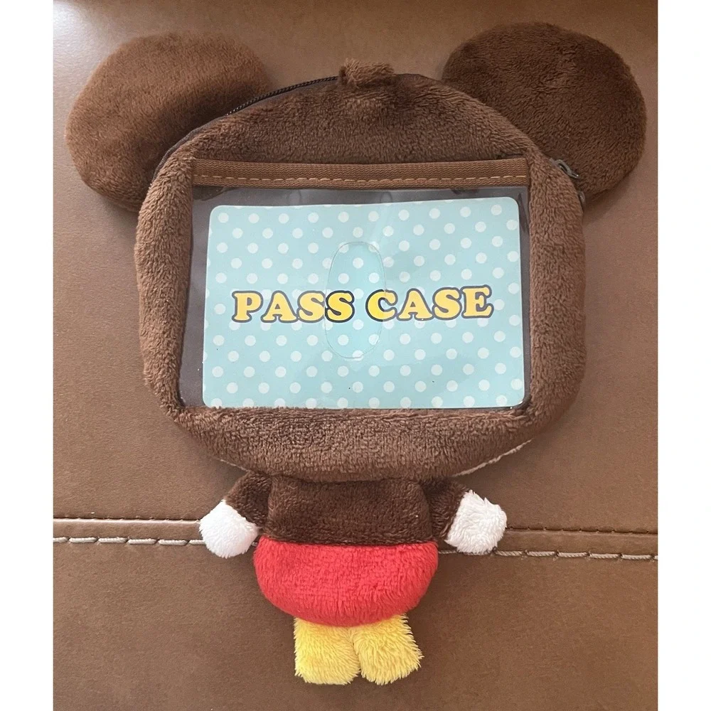 Official Disney Mickey Mouse Plush Pass Case ID Holder Coin Purse Wallet Rare